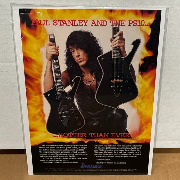 Paul Stanley of Kiss - Ibanez Guitars - 1995 Print Advertisement - Picture 1 of 1